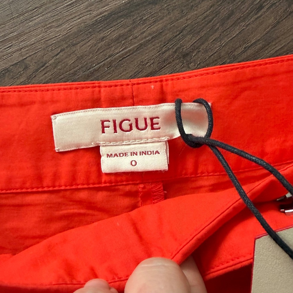 FIGUE Ramona Pant Orange Embroidered Eyelet‎ Wide Leg Culottes Size 0 MSRP $448 - Picture 4 of 7